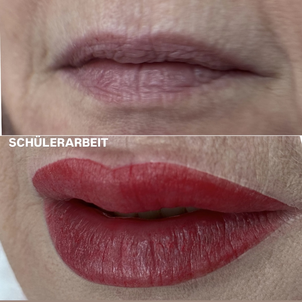 Vorher-Nachher: Lippenpigmentierung als Schülerarbeit